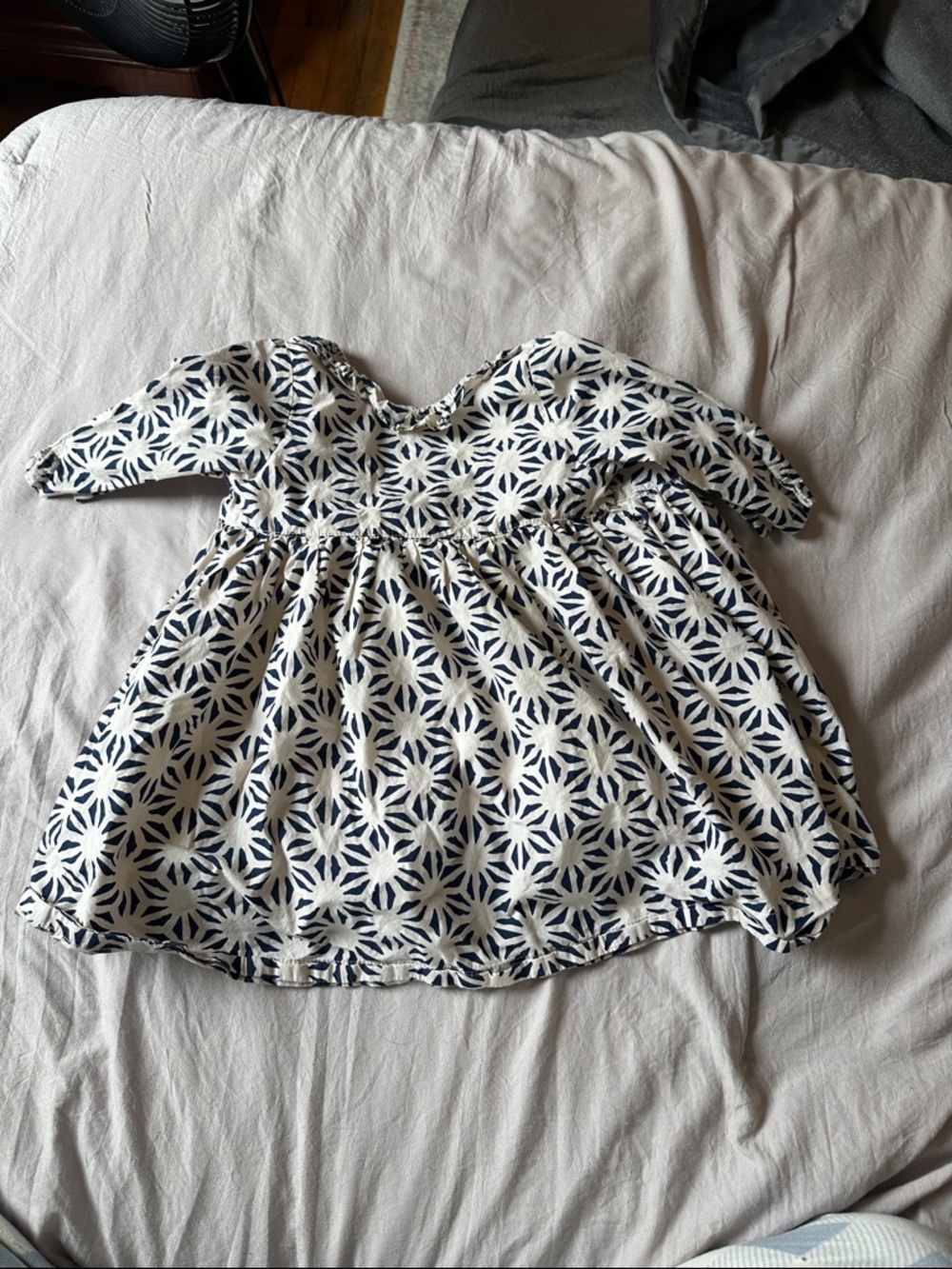 Pink Chicken Navy and White Floral Peasant Dress